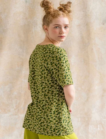 T-shirt "Jane" en coton biologique/élasthanne - vert mousse/motif