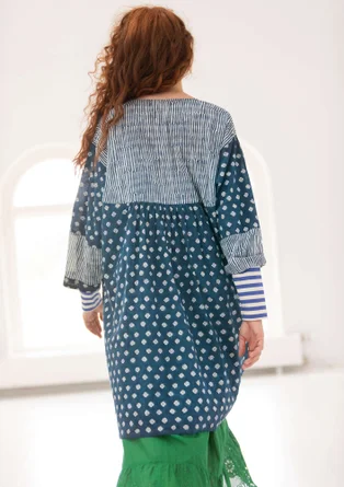 “Millie” woven dress in organic cotton - indigo