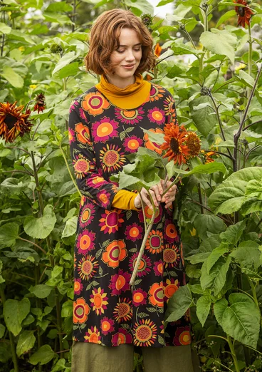 Tricot jurk "Sunflower" van lyocell/elastaan - zwart