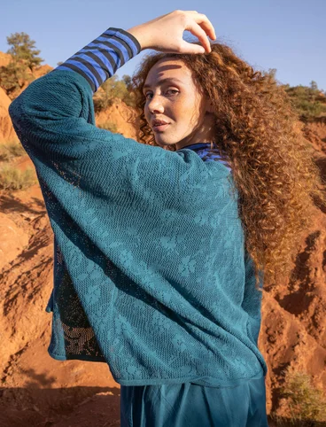 “Patricia” poncho in organic/recycled cotton - petrol blue