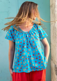 “Chiquitita” blouse in organic cotton - lagoon blue