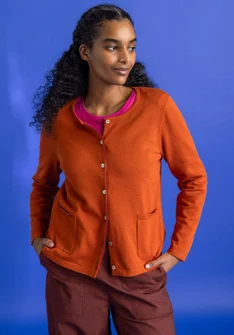 Cardigan in organic/recycled cotton - henna