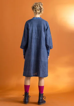 “Asta” woven linen dress - mist blue/patterned