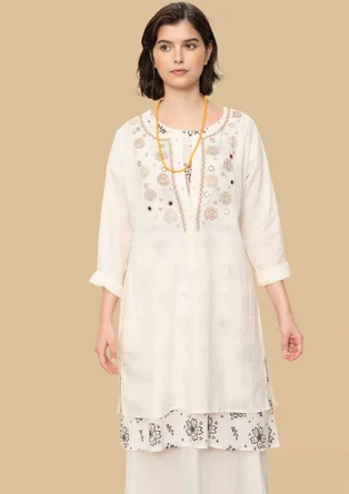 "Mirror" woven organic cotton tunic - ecru