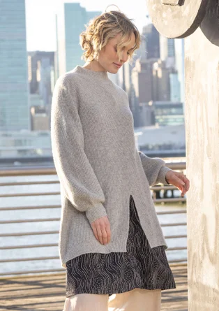 Knit tunic in wool/yak blend - light grey melange