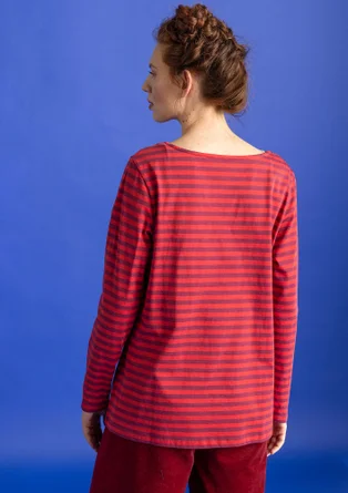 Striped essential top in organic cotton - purple red/wild strawberry