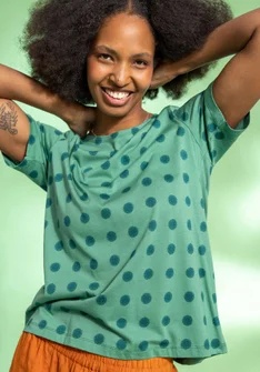 “Tyra” jersey top in organic cotton/modal - malachite/patterned