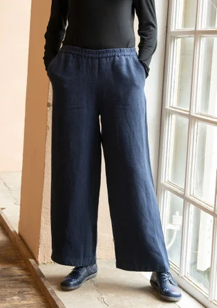 Woven linen pants - ink blue