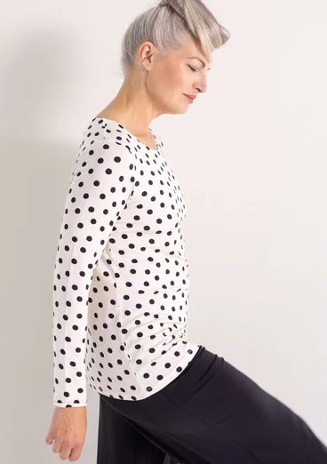 “Pearl” lyocell/elastane jersey top - feather/patterned