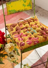 “Olives” seat cushion in organic cotton - light ochre