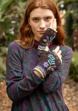 “Louise” fingerless gloves in a wool blend - dark chokolate