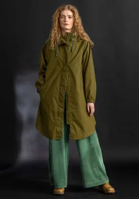 Woven “Hedda” raincoat in organic cotton - dark olive