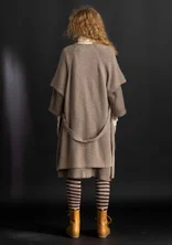 Long cardigan in alpaca blend - dark natural/melange