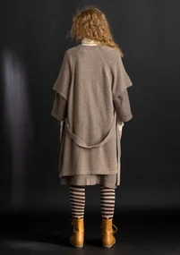 Long cardigan in alpaca blend - dark natural/melange