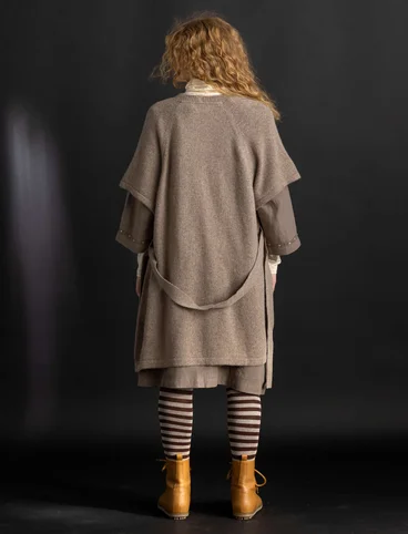 Long cardigan in alpaca blend - dark natural/melange