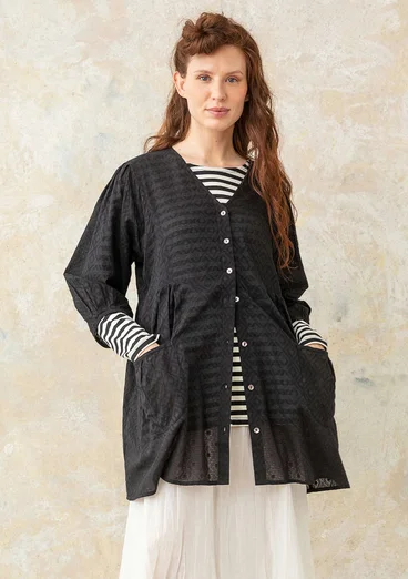 Woven artist’s blouse in organic cotton - black