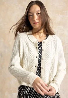“Eternity” cardigan knitted from a lambswool blend - ecru