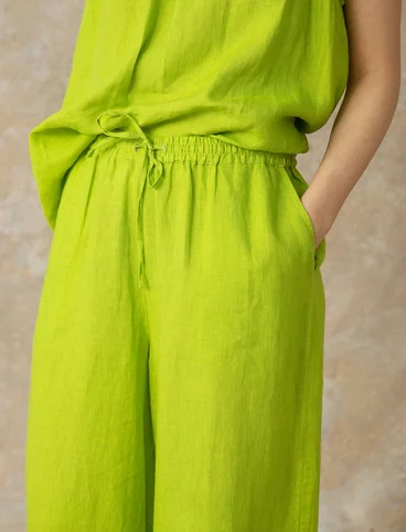 Vævede bukser i hør - tropisk grøn