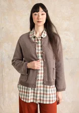 “Wilma” striped, dotted and solid-colour lambswool cardigan - mole melange/patterned