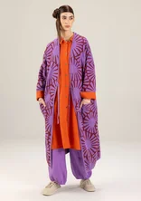 “Midori” long cardigan in organic cotton - purple cosmos