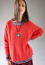 Alpaca blend sweater - coral