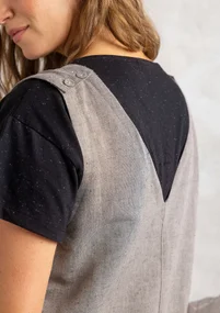 “Idun” woven organic cotton/linen dungarees - iron grey