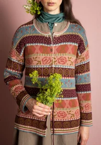 “Klara” cardigan in organic/recycled cotton - aubergine