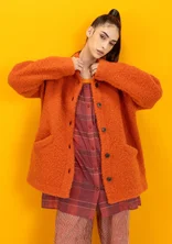 Knitted jacket in wool bouclé - grapefruit/melange