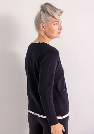 Cardigan in organic/recycled cotton - black