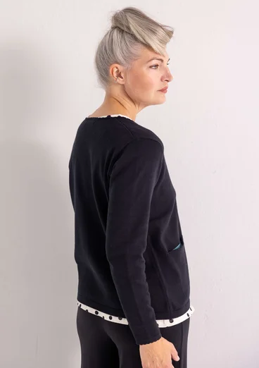 Cardigan in organic/recycled cotton - black