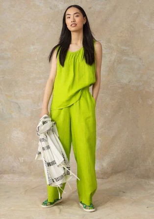 Woven linen trousers - tropical green