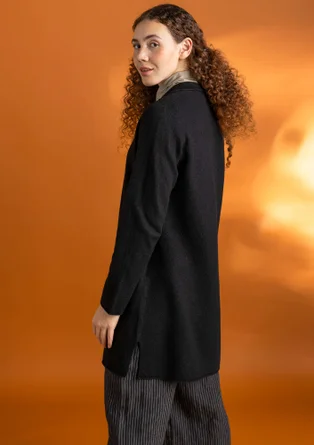 Blazer en maille de laine biologique feutrée - noir