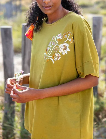 “Fire Lily” top in organic cotton - olive