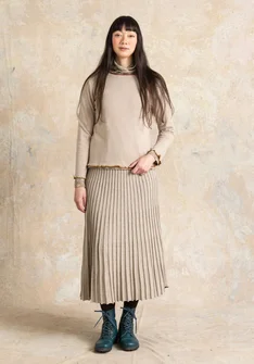 Rib-knit, organic/recycled cotton skirt - mole/melange