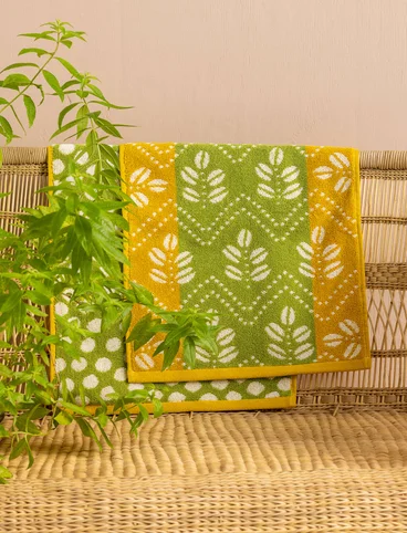 Gæstehåndklæde 2-pak "Leafy" i økologisk bomuld - kiwi