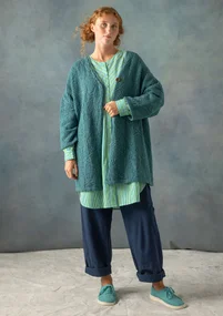 Strickjacke „Thessaloniki“ aus Recycling-Wollgemisch - teal-melange