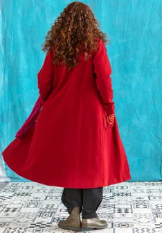 “Web” coat in recycled wool/polyester  - cranberry