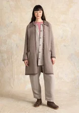 Garment-washed woven linen trousers - dark natural