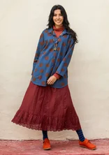 Solid-colored petticoat slip with lace in organic cotton - dark agate red