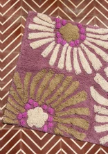 “Poppies” bathroom mat in organic cotton - mauve