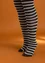 Striped organic cotton tights (black/ecru XL)