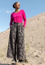 “Moonlight” woven viscose/linen trousers - black