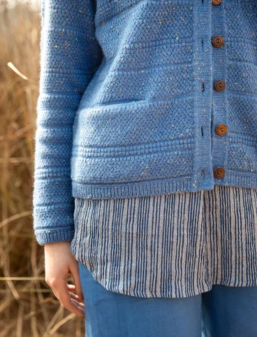 Cardigan in wool - flax blue