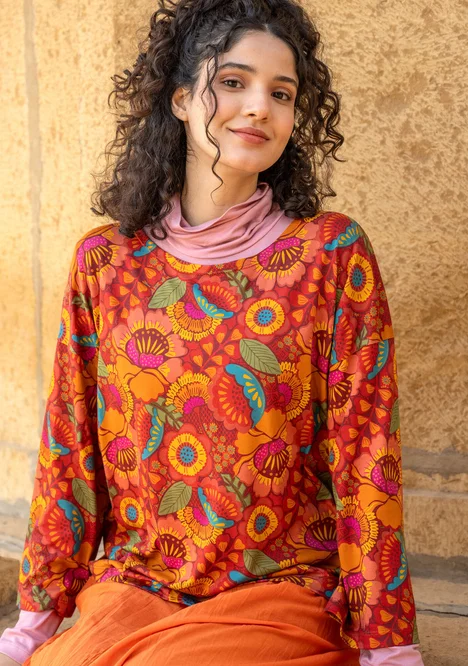 “Hana” top in organic cotton/modal - parrot red