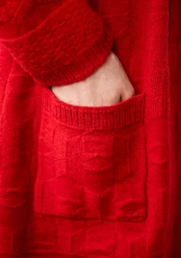 “Capella” lambswool coatigan - tomato/melange