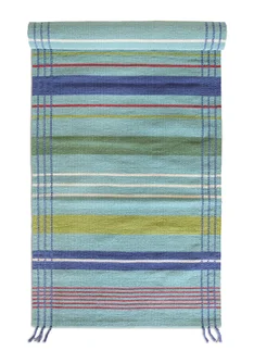 “Jaipur” organic cotton hallway mat with a striped design - akvamarin