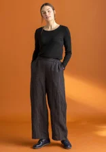Vevd bukse «Asta» i lin - svart/stripete