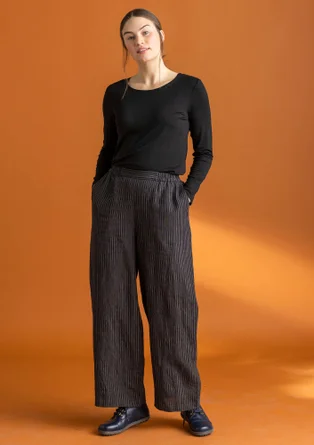 “Asta” woven linen trousers - black/striped