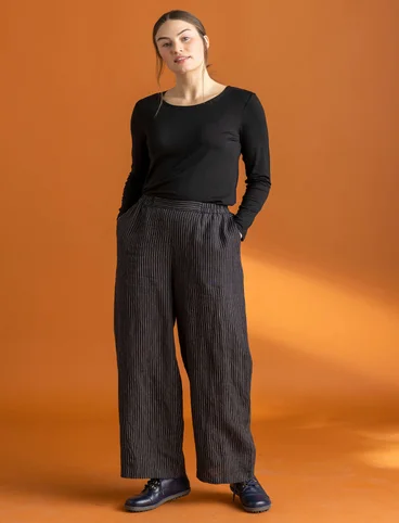 Pantalon tissé « Asta » en lin - noir/rayé