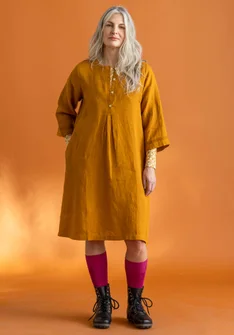 “Asta��” woven linen dress - mustard